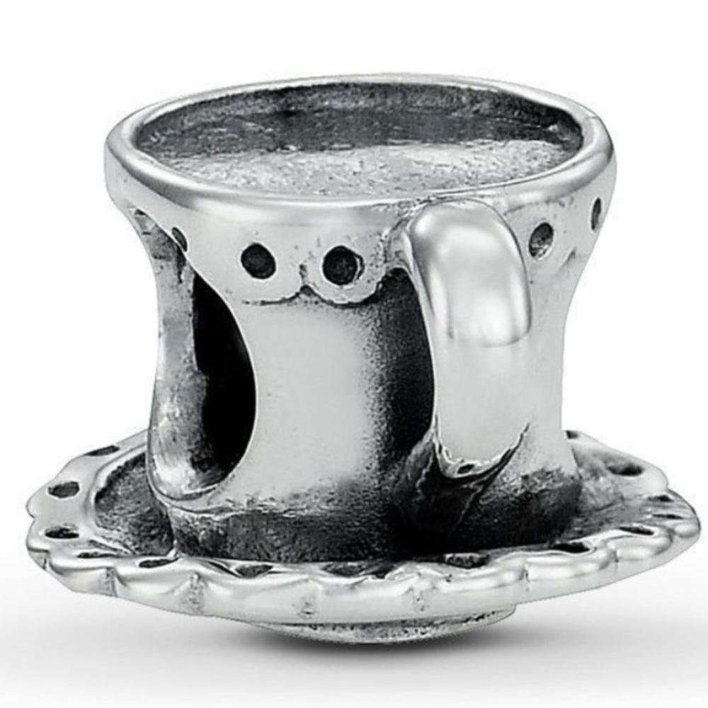 Pandora Retired Tea Cup and Saucer silver charm - Picture 2 of 5